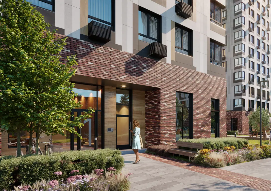 Brick and glass entrance